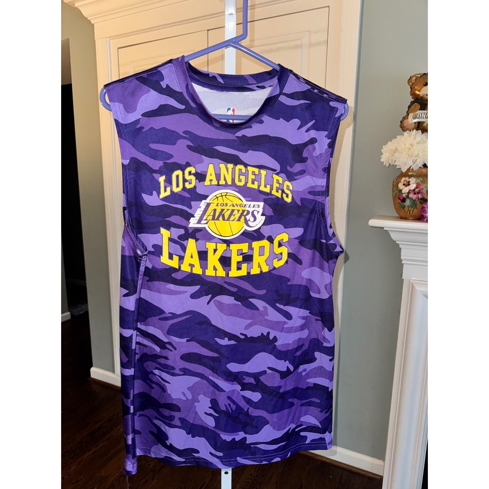 NBA Los Angeles Lakers LeBron James 6 Purple Camo Sleeveless Jersey Shirt Medium